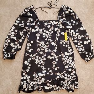 Floral Satin Flounce Dress